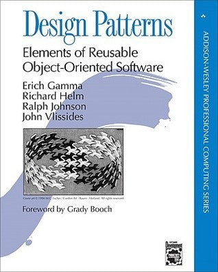 Book cover of Design Patterns: Elements Of Reusable Object-Oriented Software by Erich Gamma, Grady Booch, Richard Helm, Ralph Johnson, John Vlissides